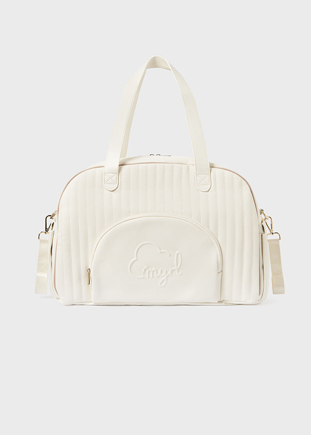 Cream Ribbed Weekender Bag