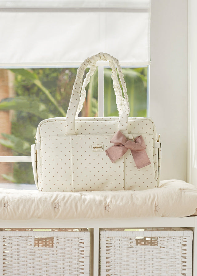 Cream Polka Dot Weekender Bag