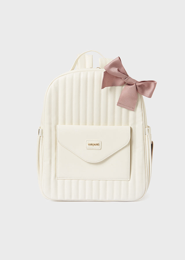 Cream Ribbed Backpack Diaper Bag