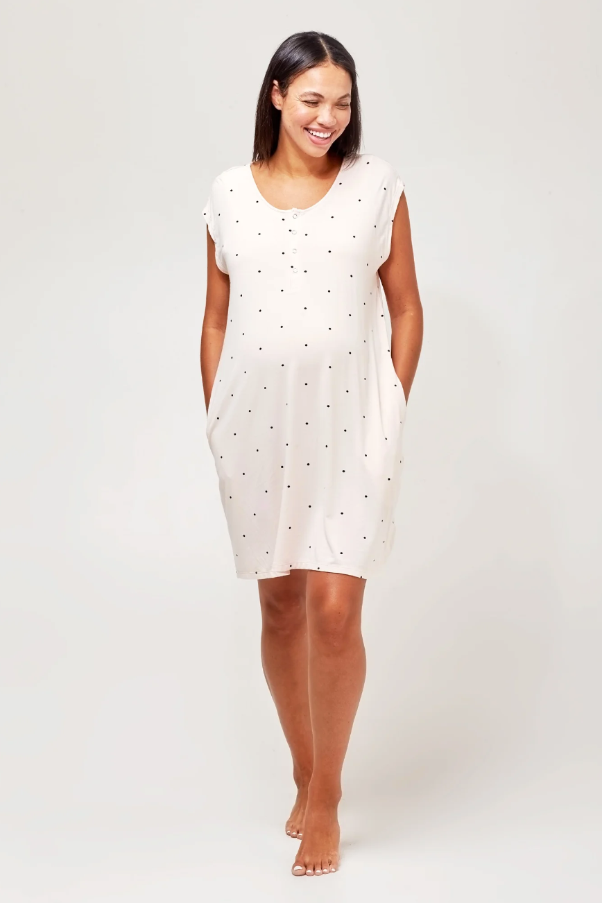 Gardenia Dot Clementine Bamboo Maternity & Nursing Nightie