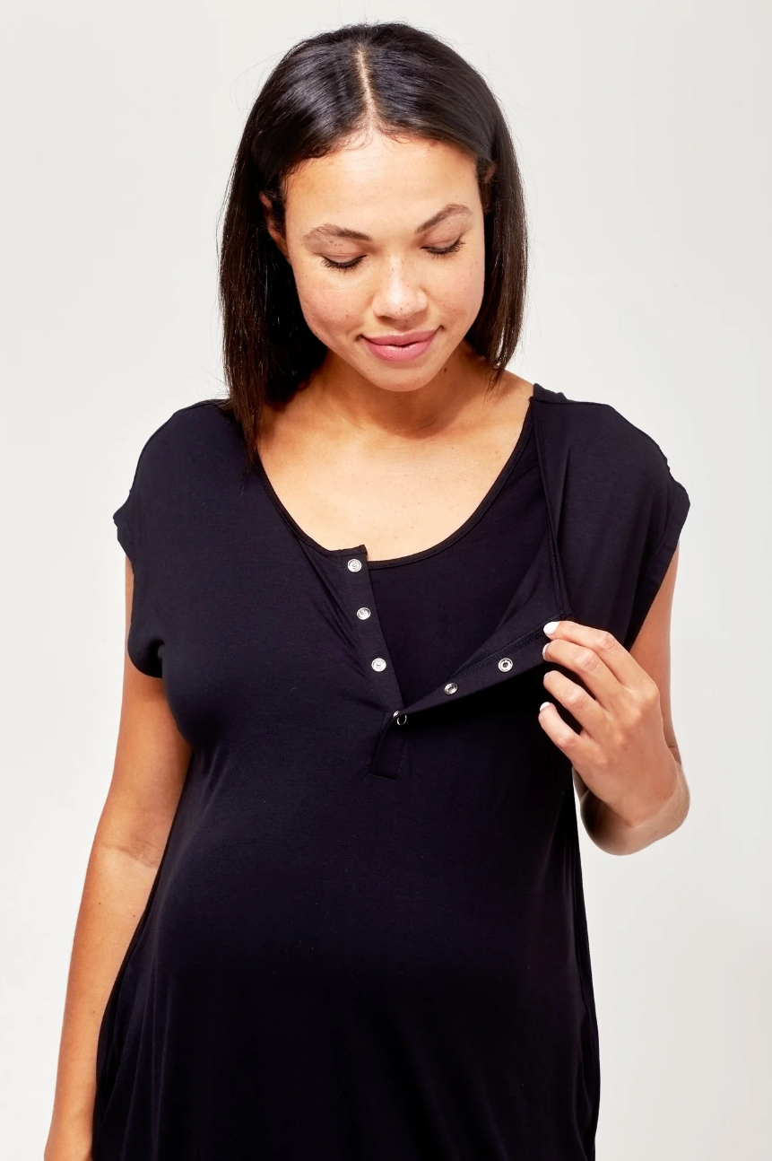 Black Clementine Bamboo Maternity & Nursing Nightie