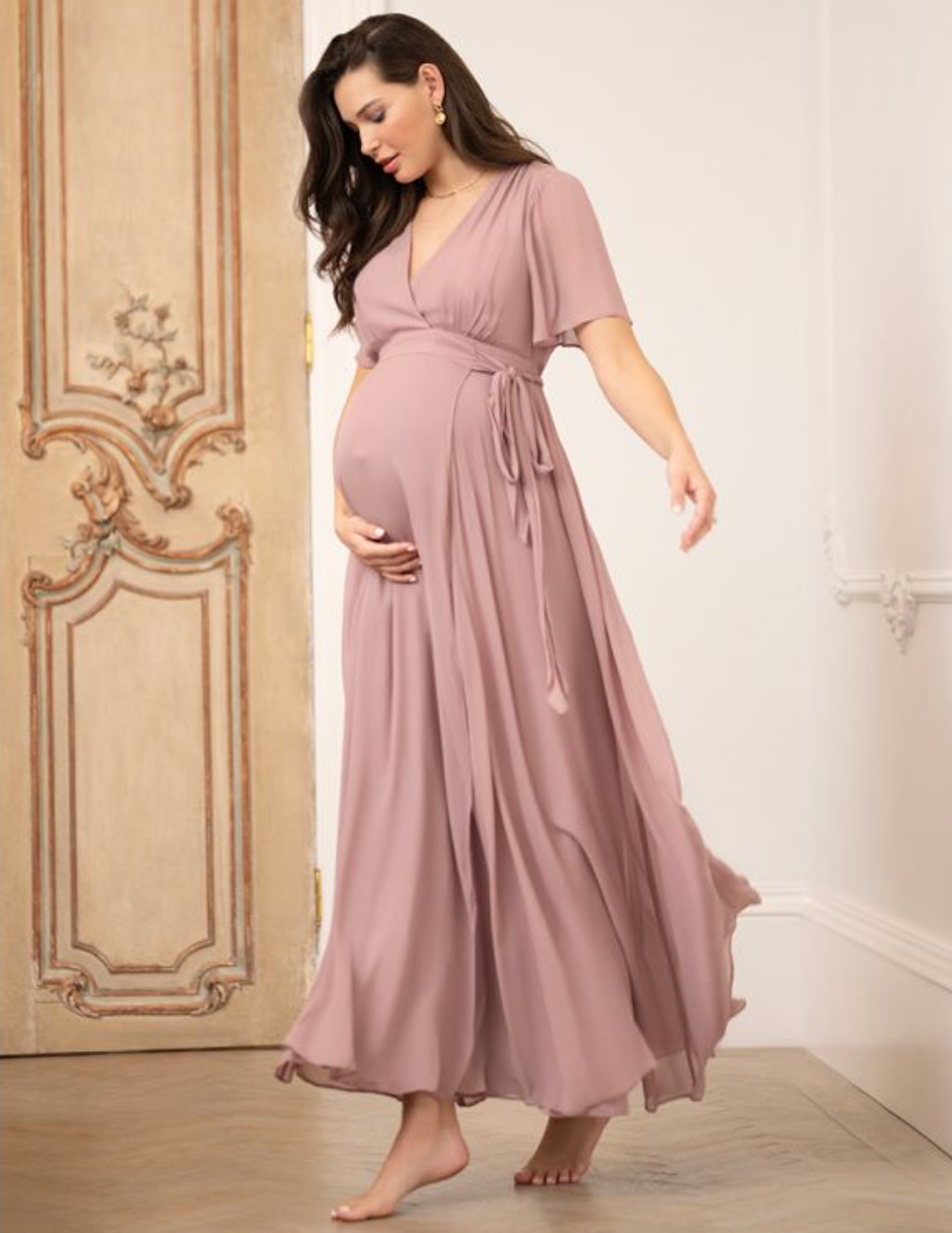 Dusty Mauve Maxi Maternity & Nursing Wrap Dress Mickey Roo Maternity & Nursery Dusty Mauve Maxi Maternity & Nursing Wrap Dress Mickey Roo Maternity & Nursery