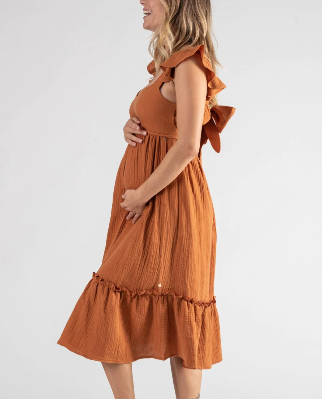 Melody Caramel Maternity & Nursing Dress