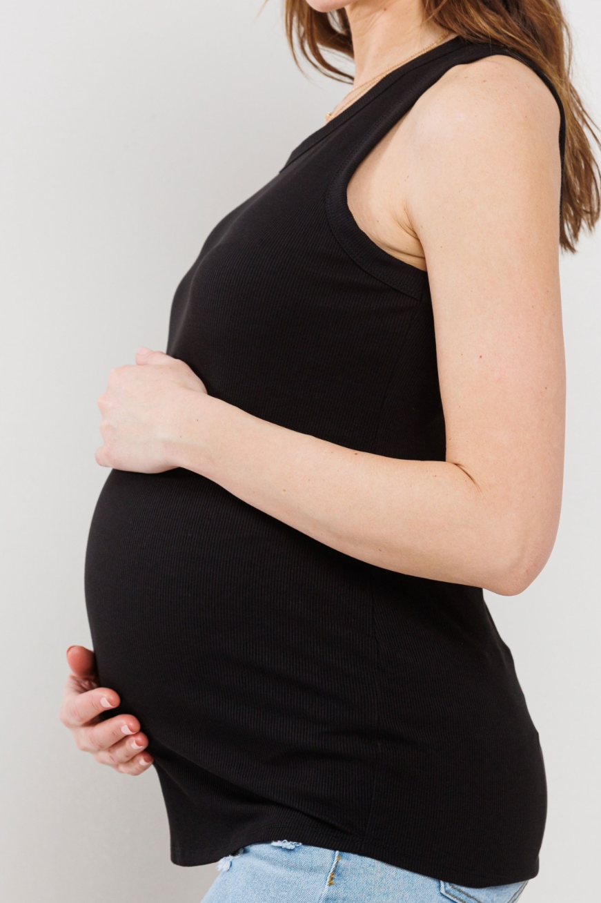 Black Scoop Neck Maternity Tank