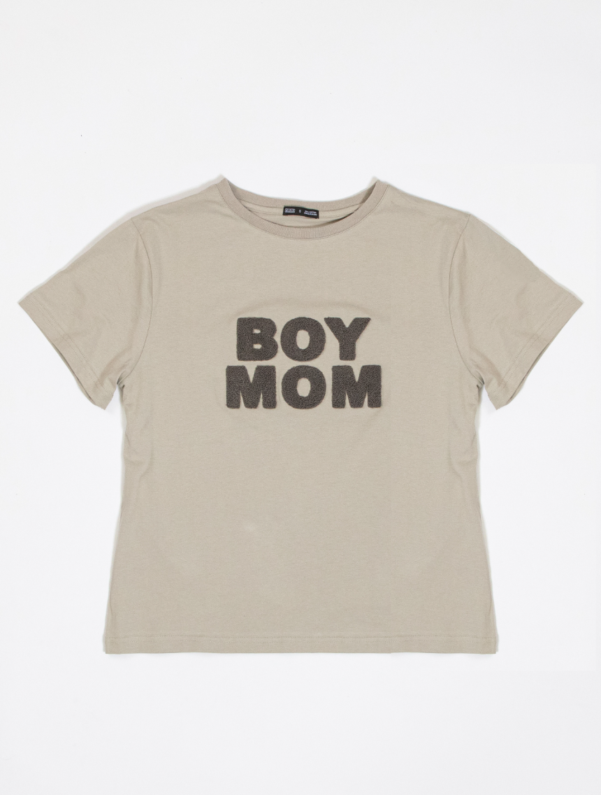 BOY MOM Flat Grey Tee