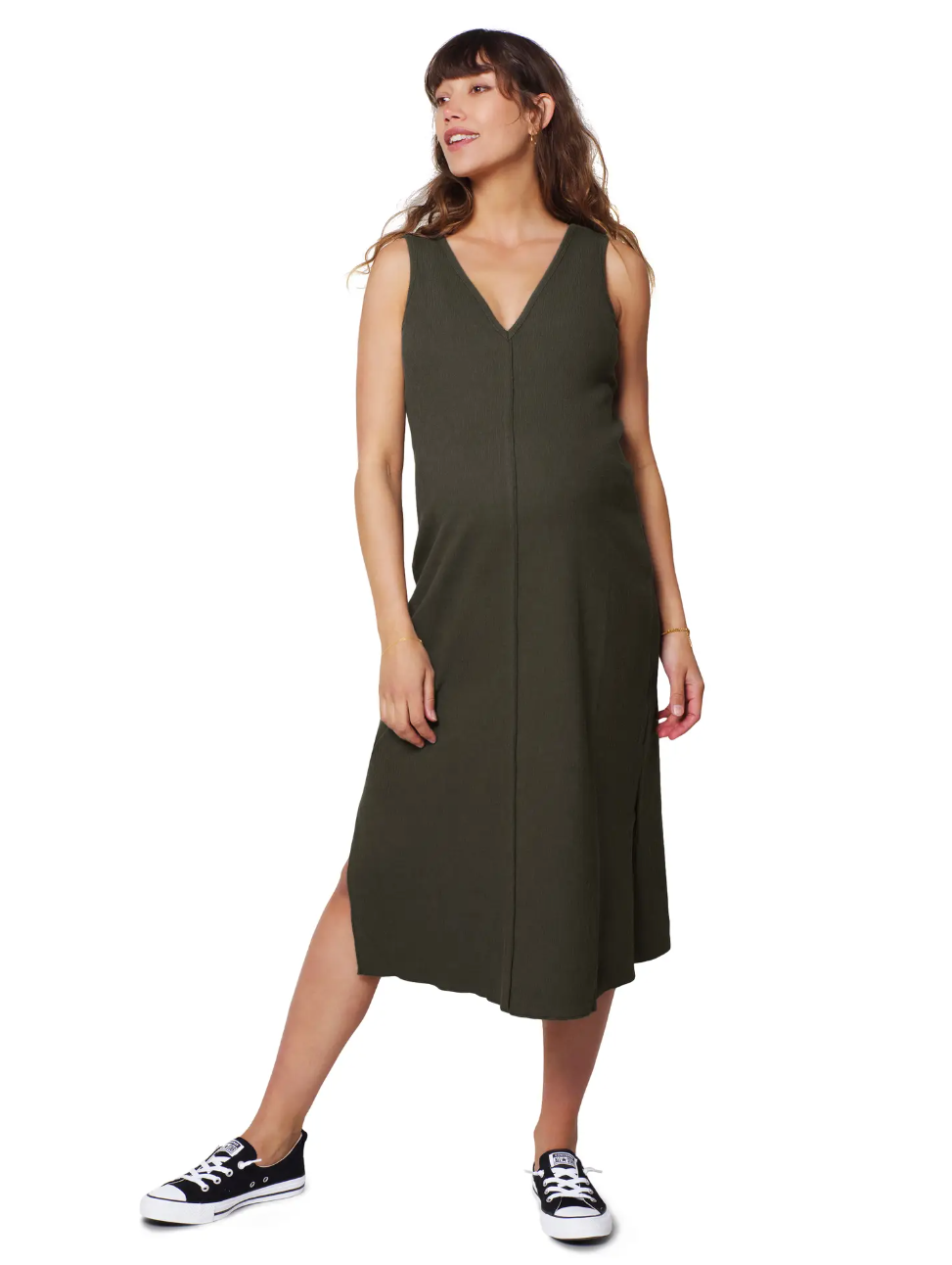 Olive Green Column Dress