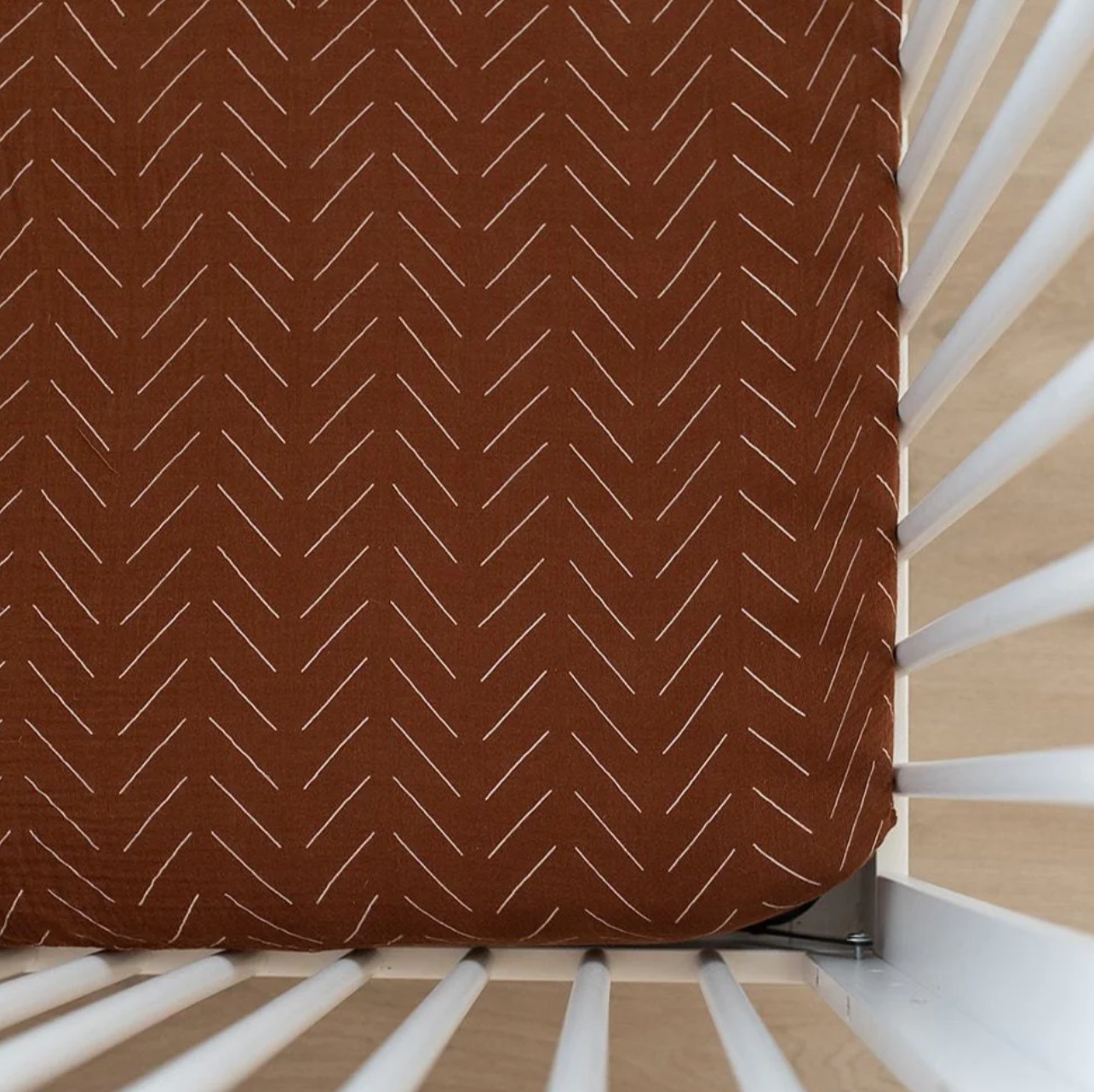Rust Mudcloth Muslin Crib Sheet