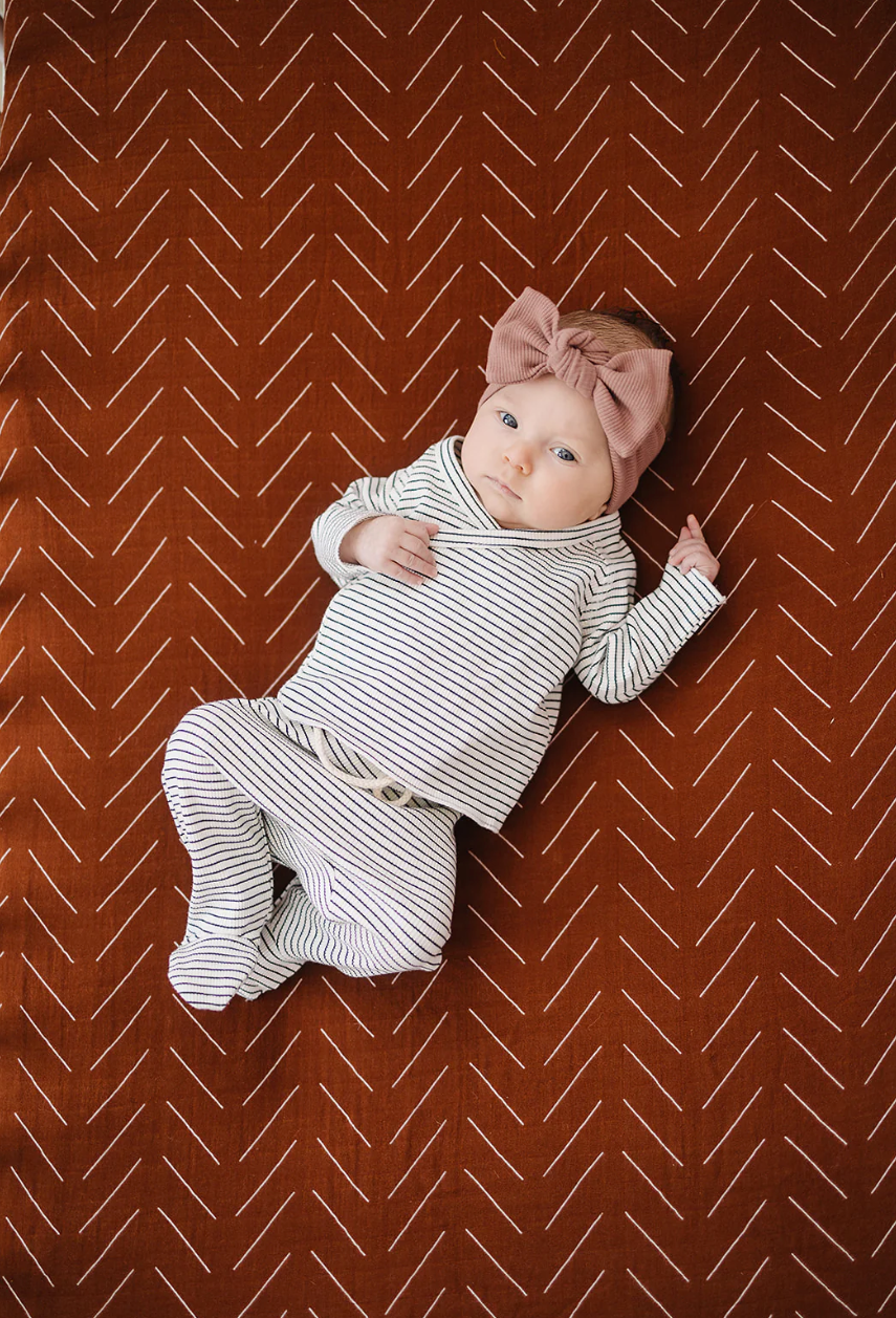 Rust Mudcloth Muslin Crib Sheet