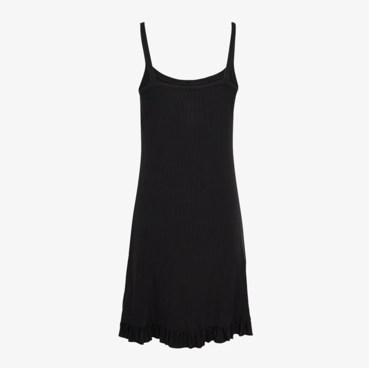 Black Ribbed Spaghetti Slip Dress