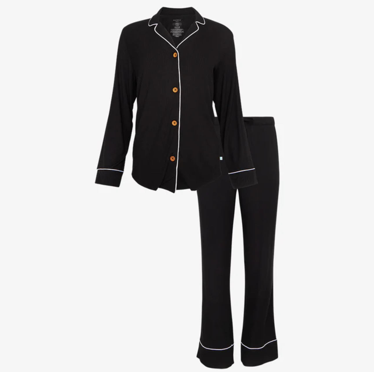 Solid Black Ribbed Relaxed Fit Pajama Set