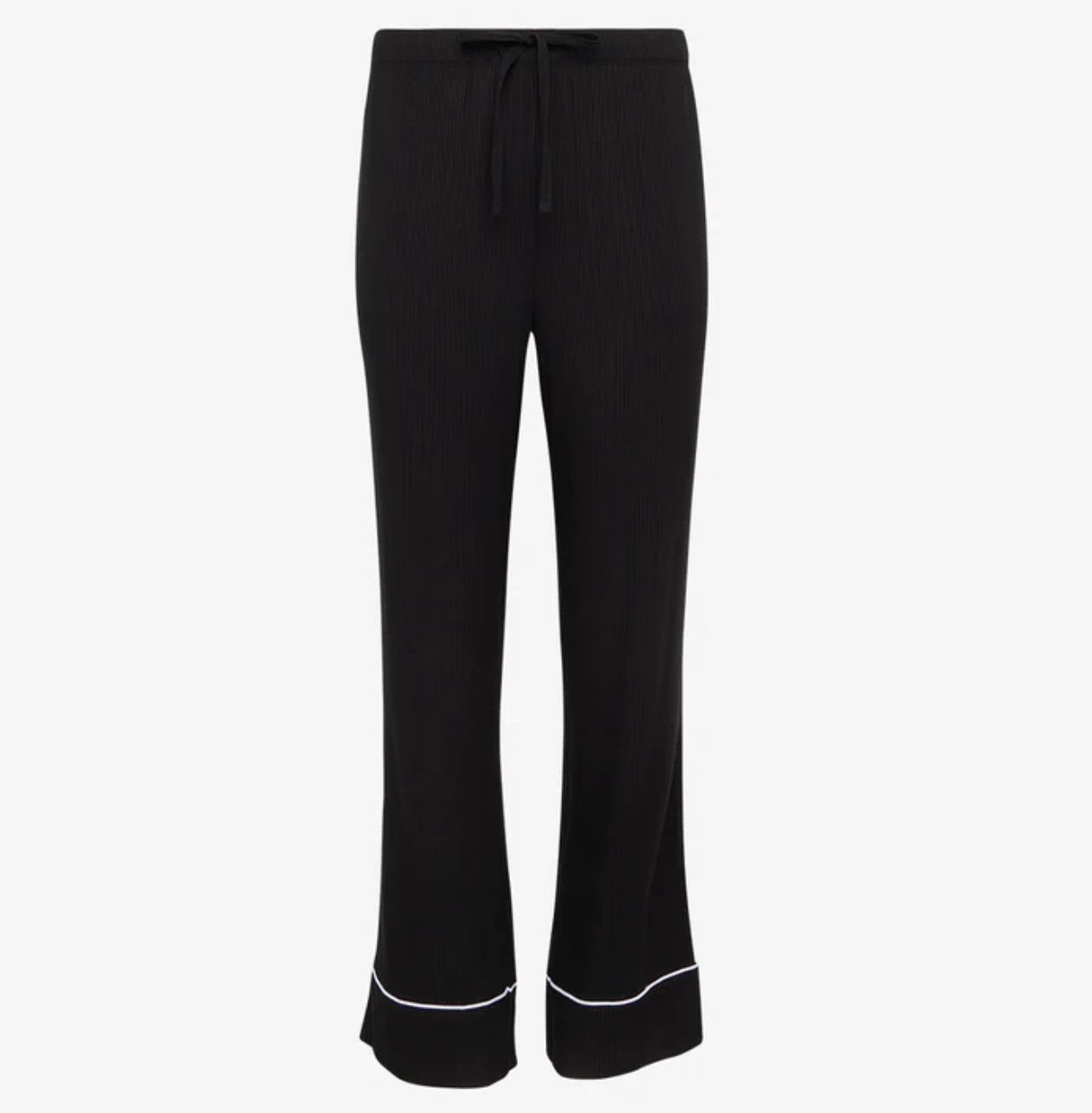 Solid Black Ribbed Relaxed Fit Pajama Set