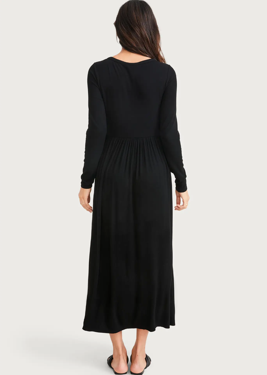 Black Rib Maternity & Nursing Dress