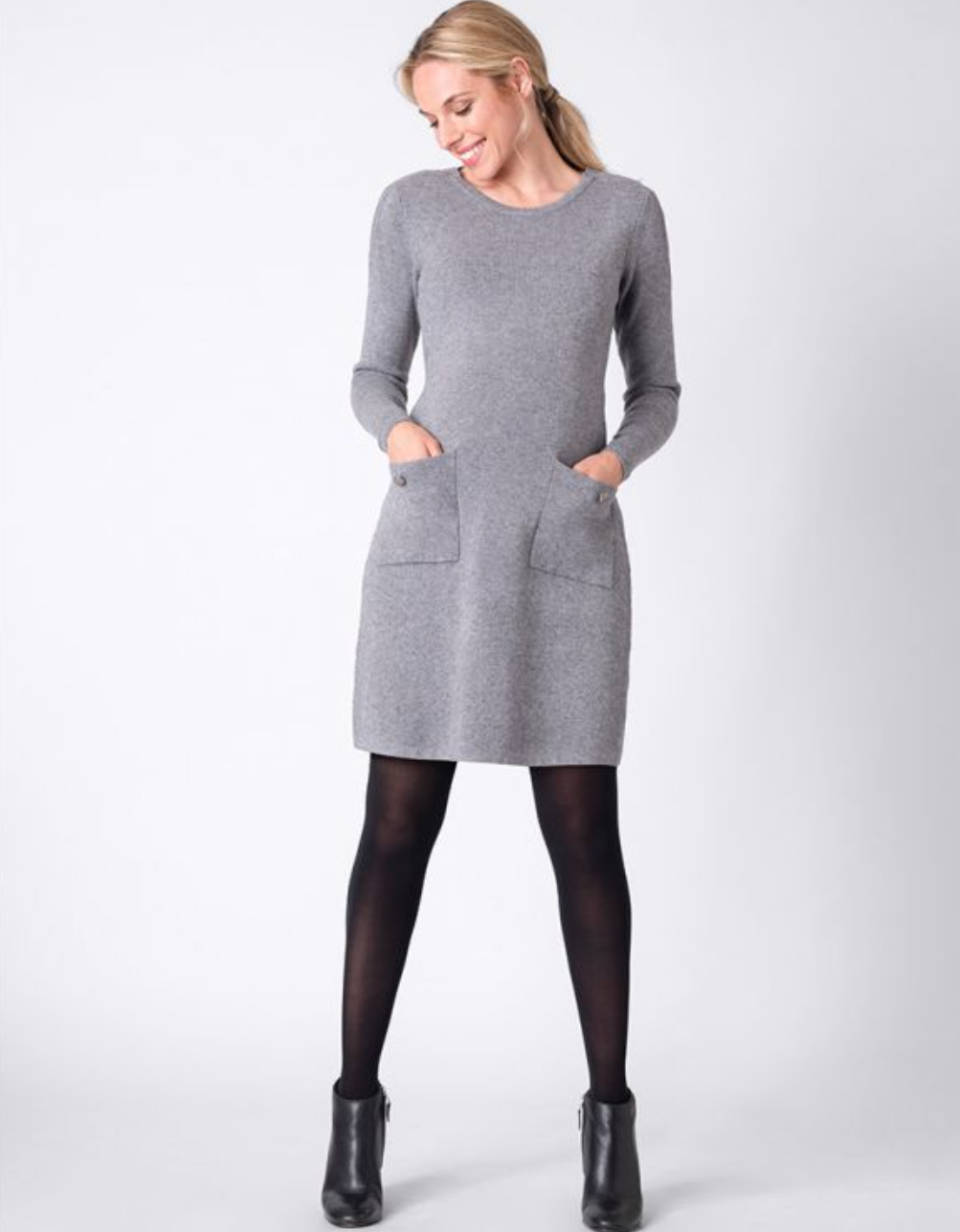 Grey Marl Pocket Sweater Dress
