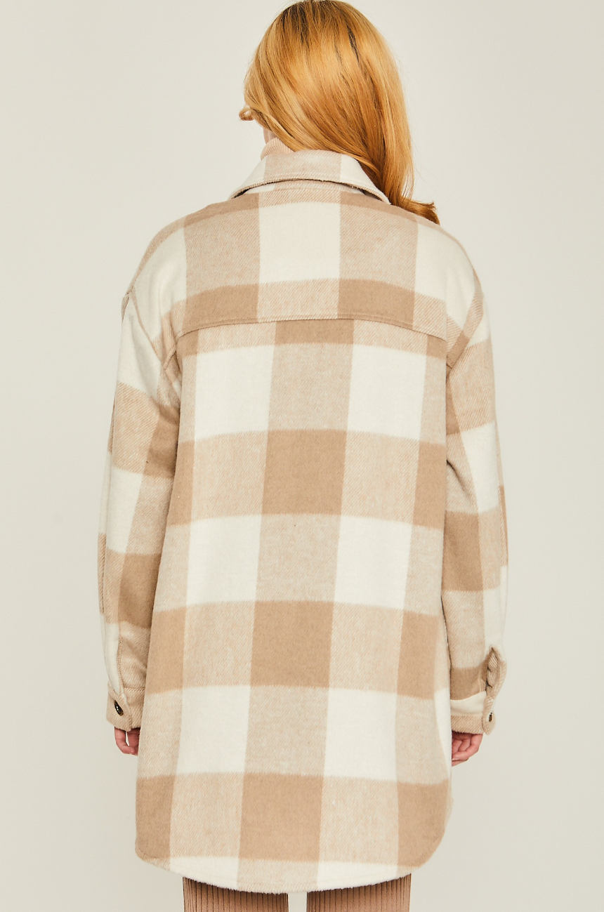 Khaki Plaid Big Pocket Shacket