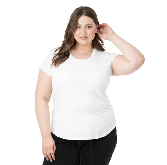 White Everyday Nursing & Maternity Pocket Tee