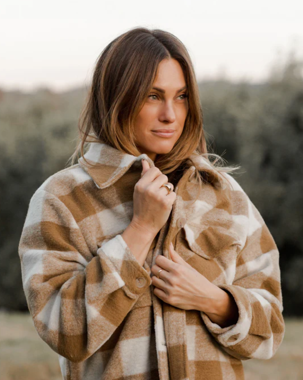 Brass Check Shearling Shacket