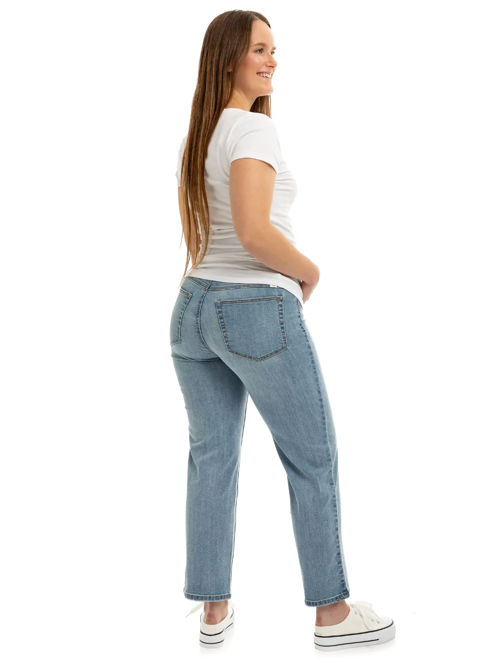 Maternity 28" High Rise Dad Jean W/ Bellyband In Flora