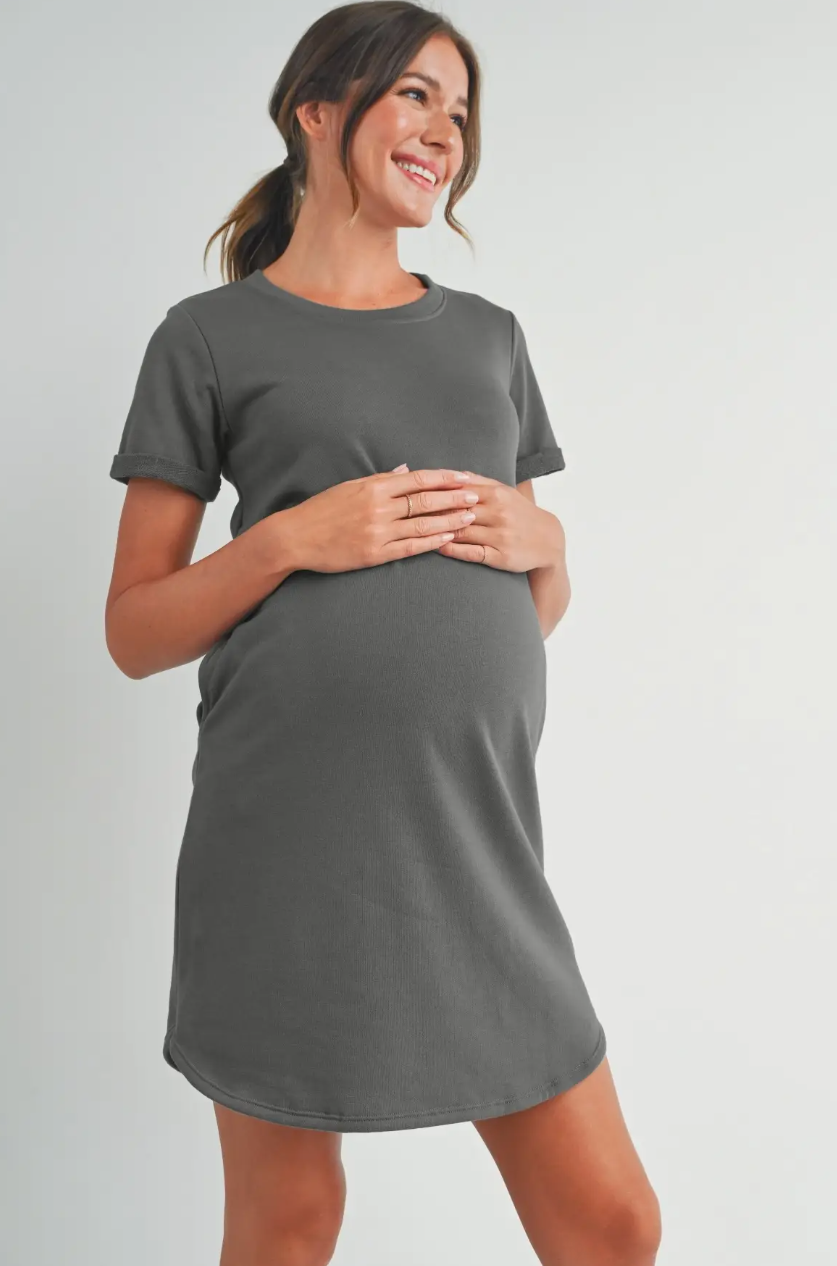 Dark Grey Crewneck T-Shirt Dress