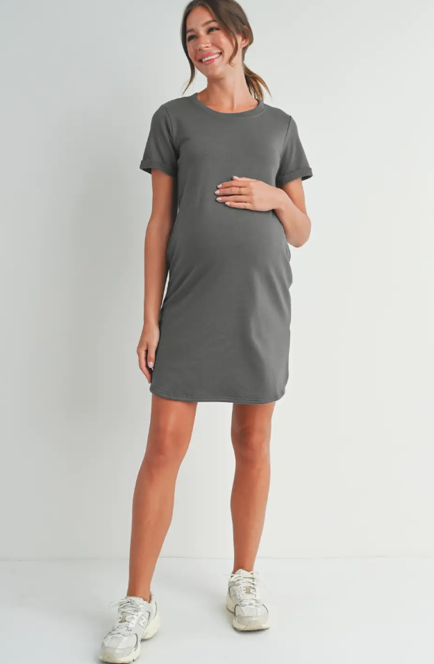 Dark Grey Crewneck T-Shirt Dress