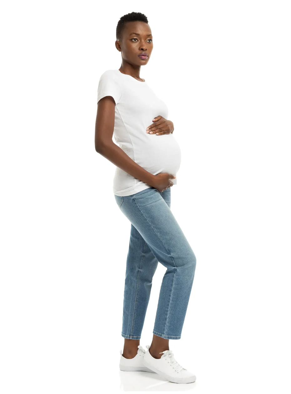 Maternity 28" Straight Leg Jean W/ Bellyband In Kinsley