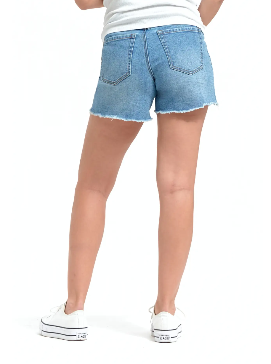 Maternity Dad Jean Shorts W/ Bellyband In Jocelyn