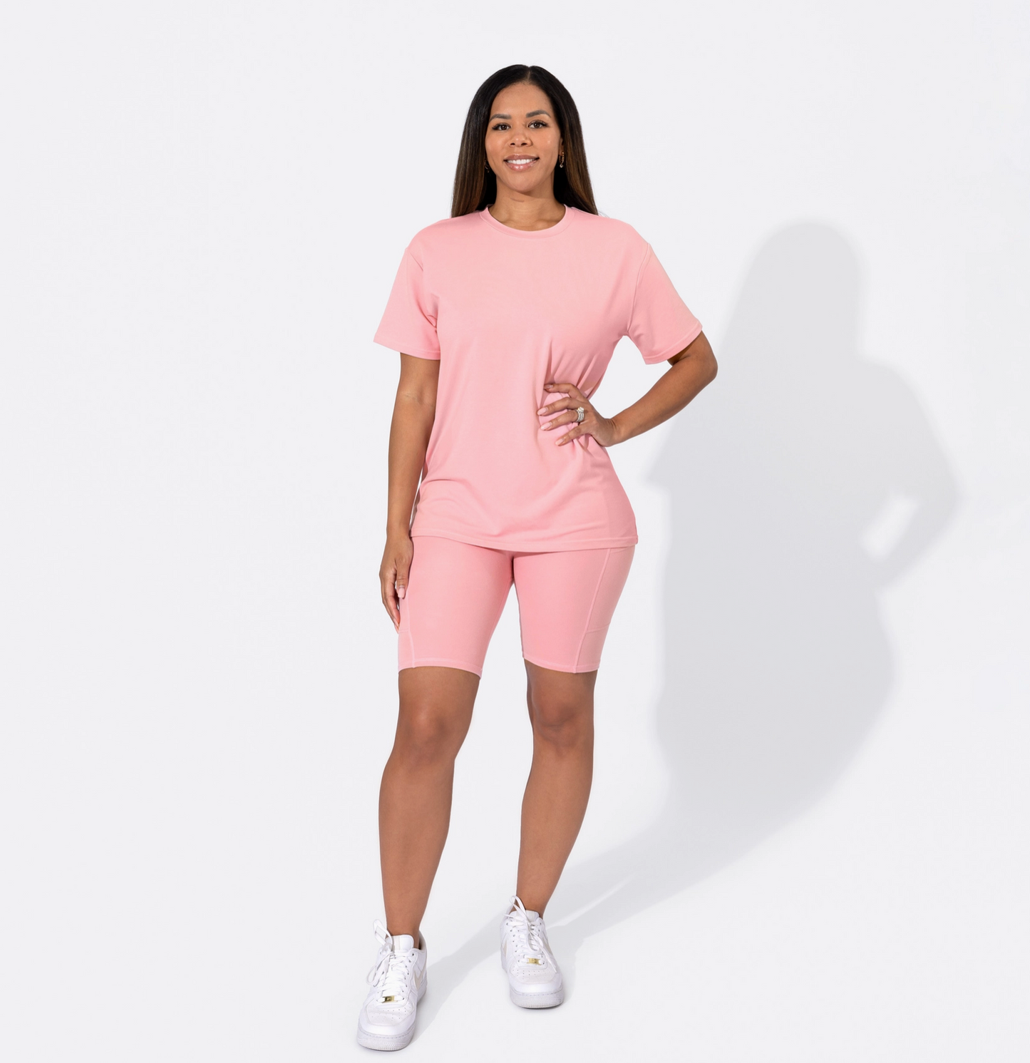 Dusty Rose Mama Oversized Tee & Biker Shorts Set