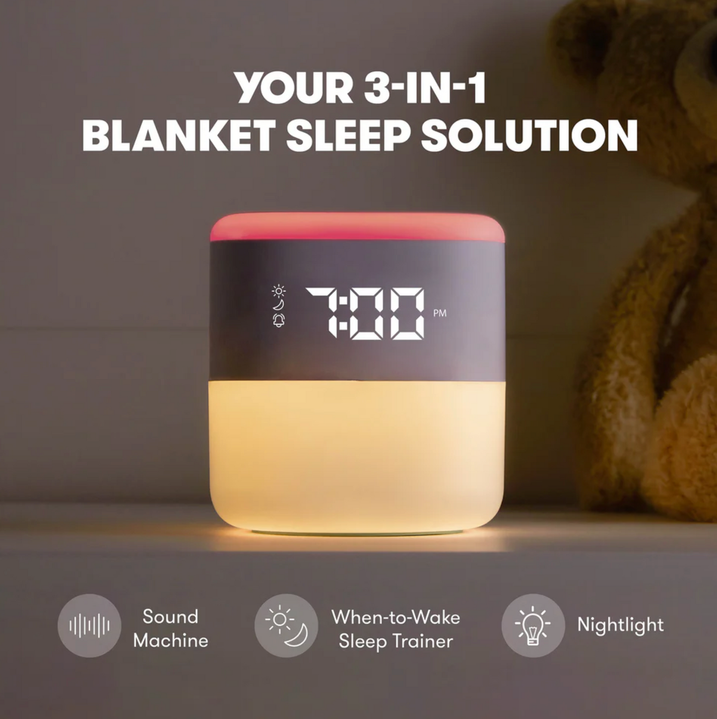 3-In-1 Sound Machine + When To Wake Clock + Nightlight
