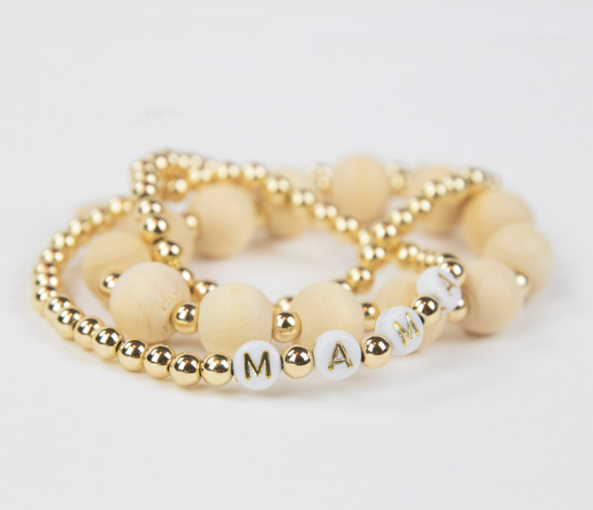 Mama Wood Bead Bracelet Set