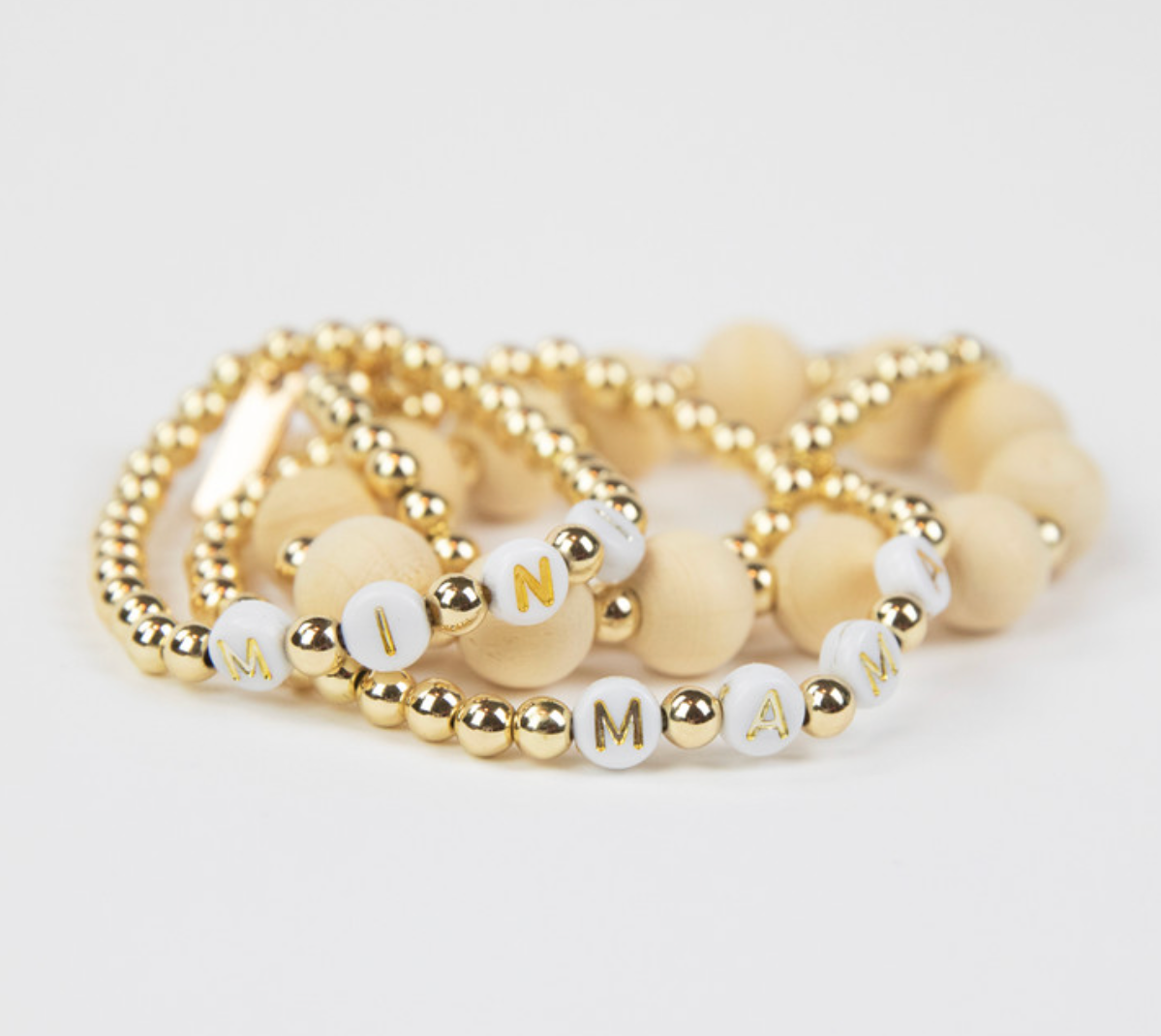 Mama Wood Bead Bracelet Set