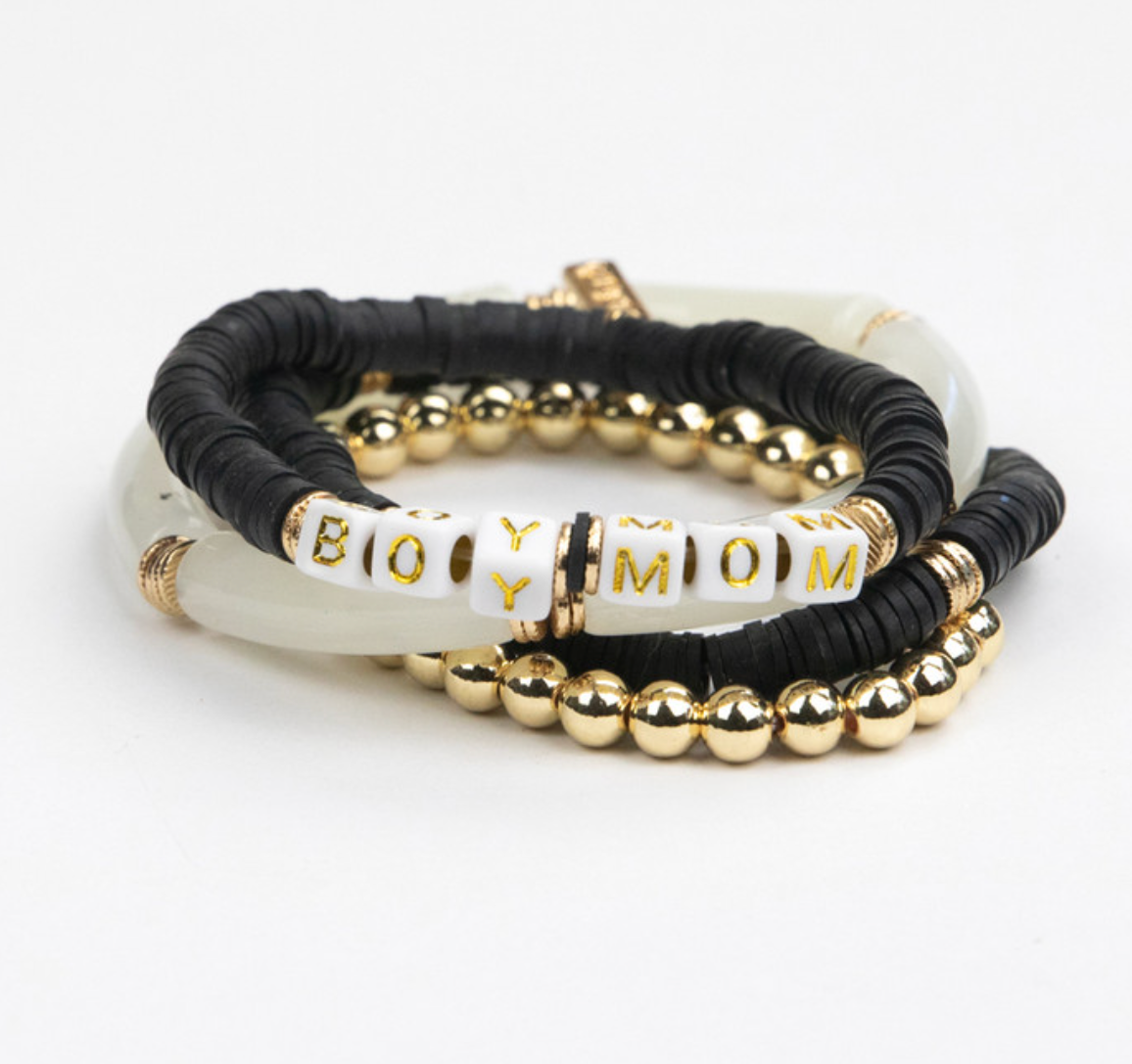BOY MOM Tubular Bracelet Set - Black