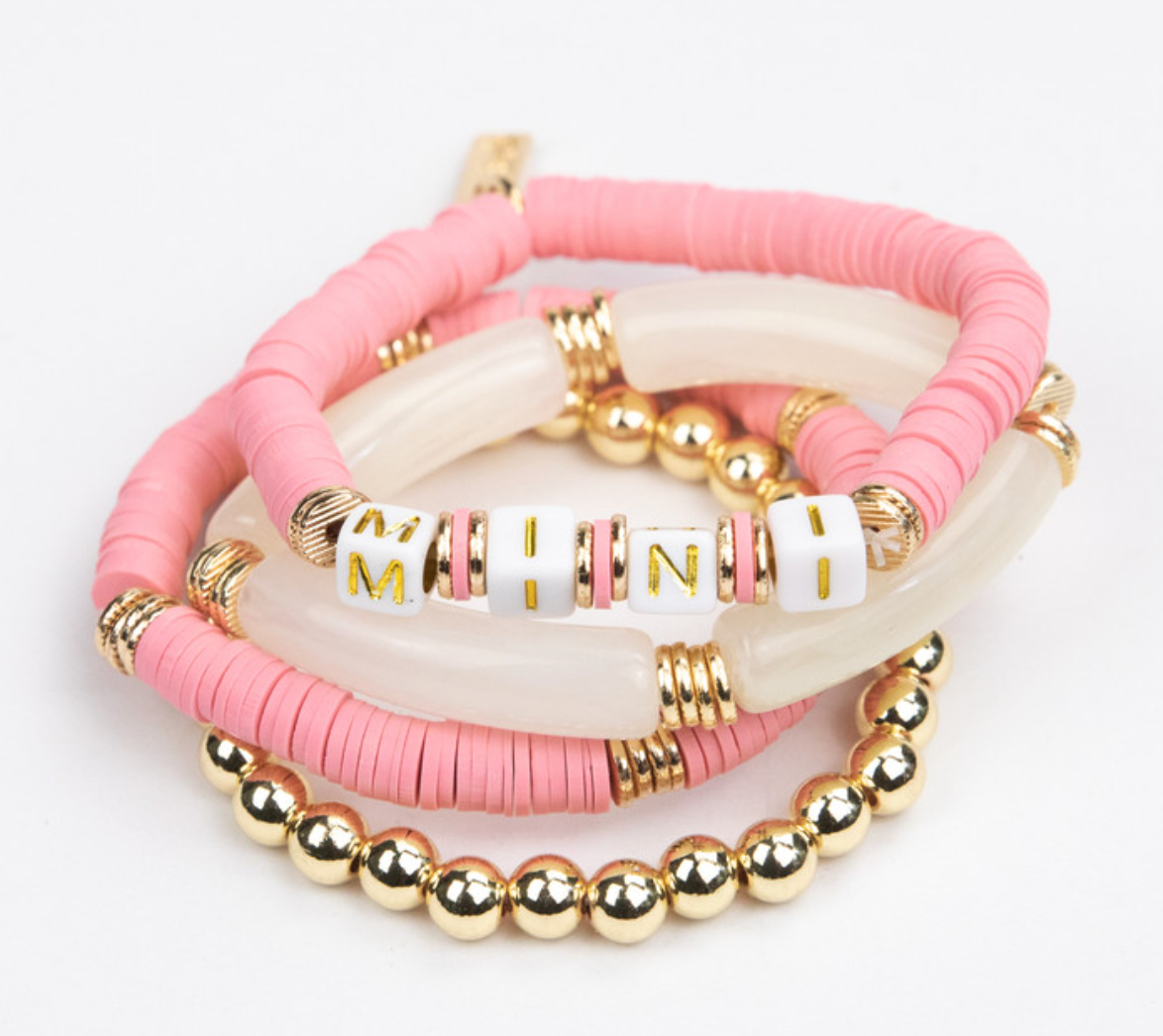 MINI Tubular Bracelet Set - Pink