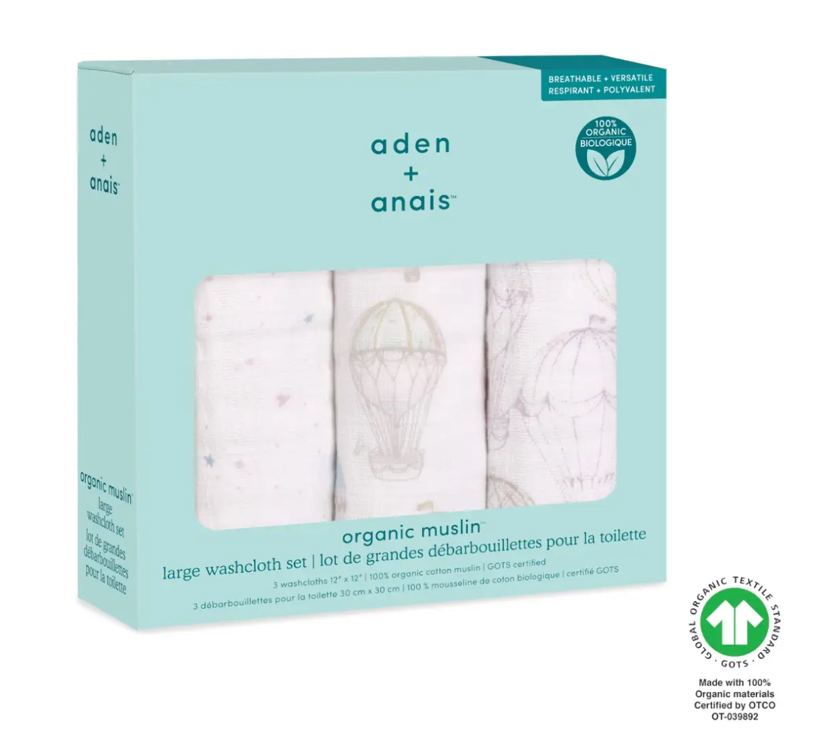 Above The Clouds Organic Cotton Washcloths 3-Pack