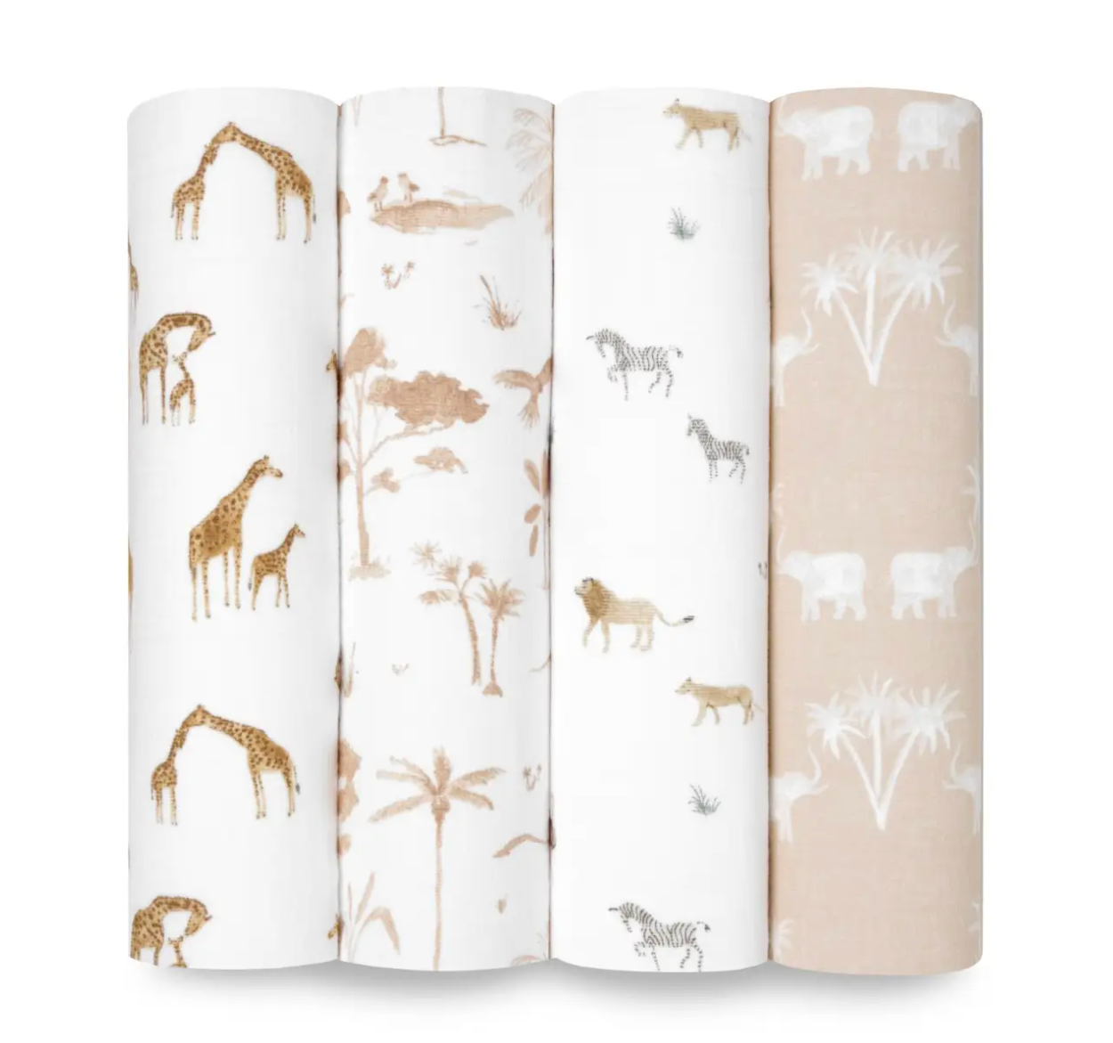 Safari Dreams Muslin Swaddles 4-Pack