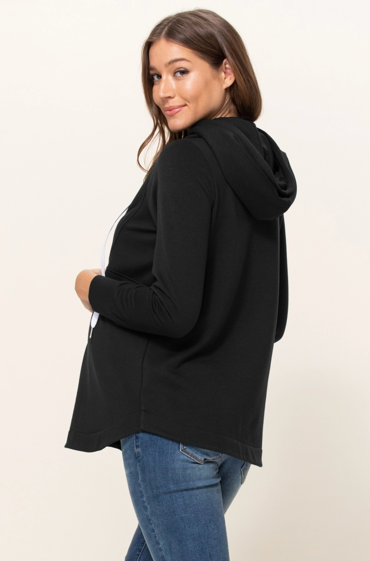 Black Maternity & Nursing Half Zip Hoodie
