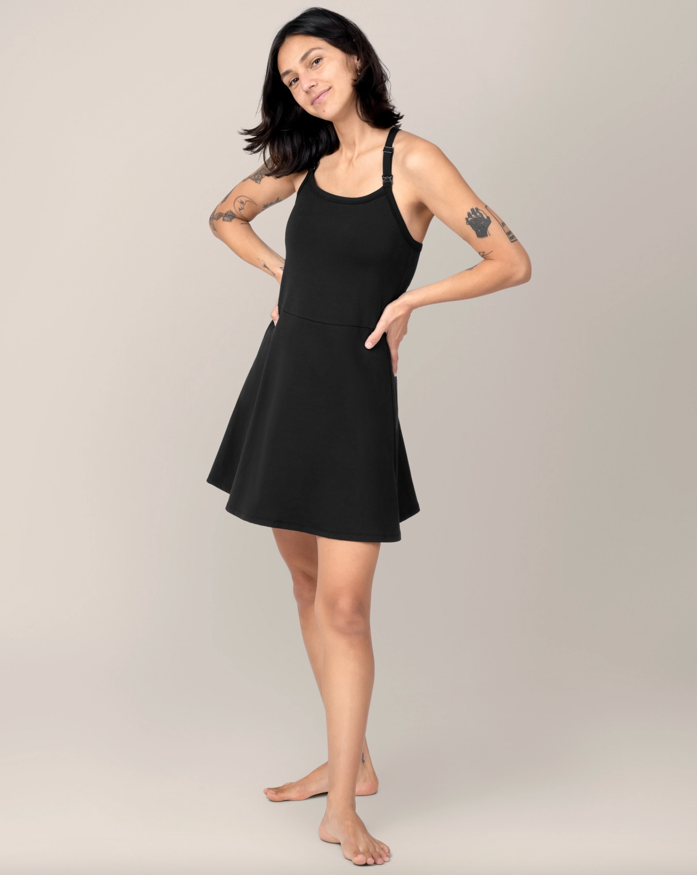 Black Stevie Active Racerback Nursing Dress