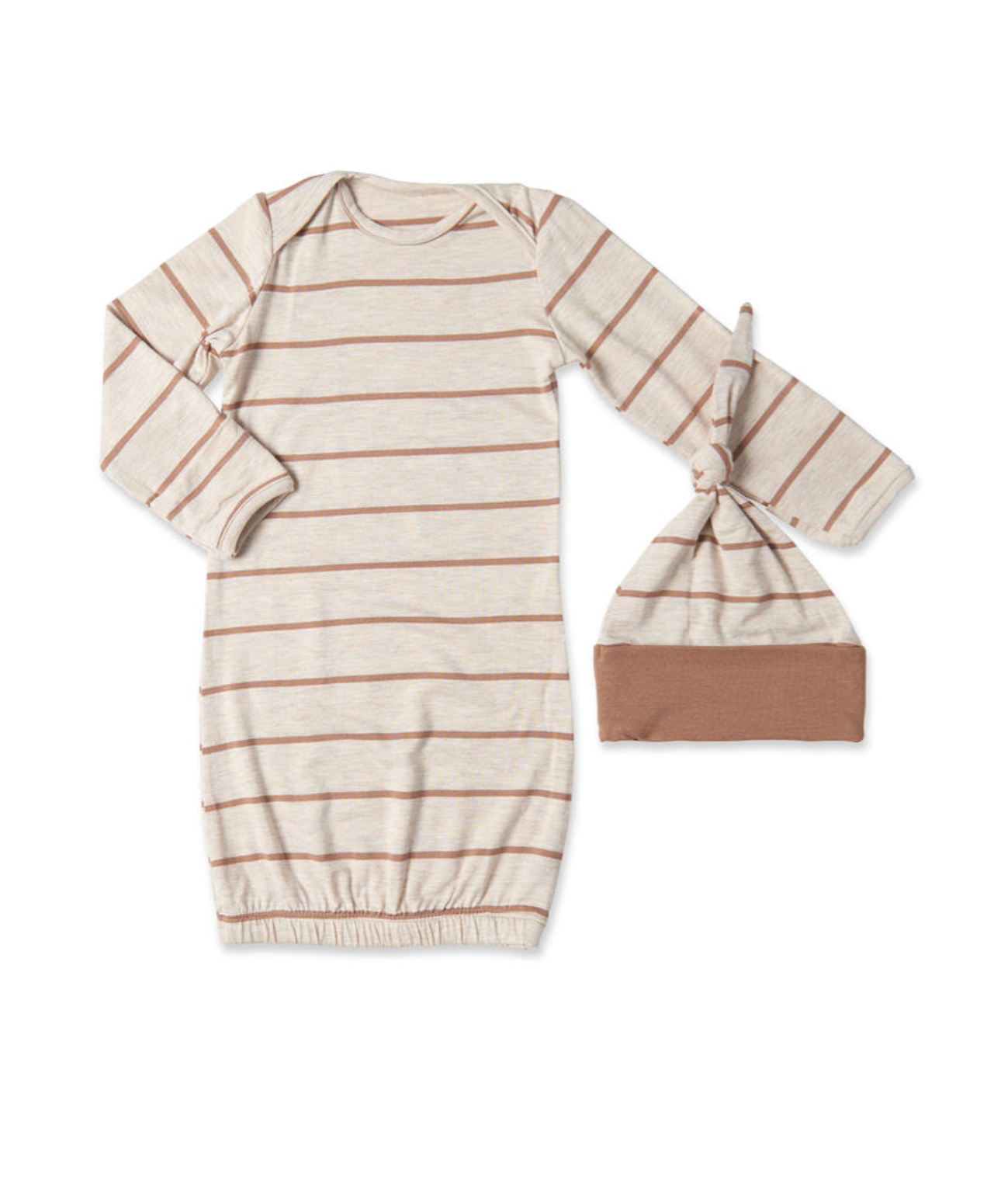 Mocha Stripe Carolyn Gown 4-Piece Set
