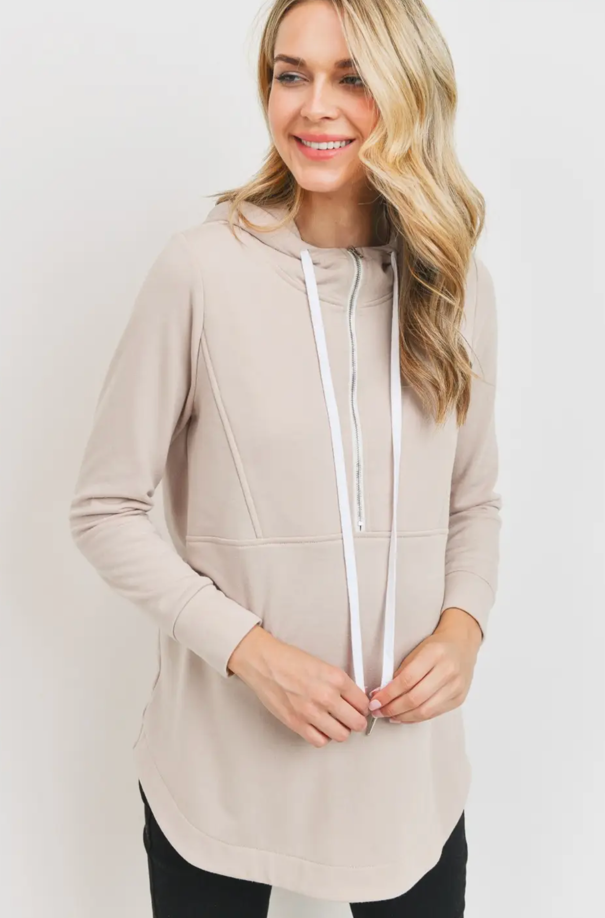Mocha Maternity & Nursing Half Zip Hoodie