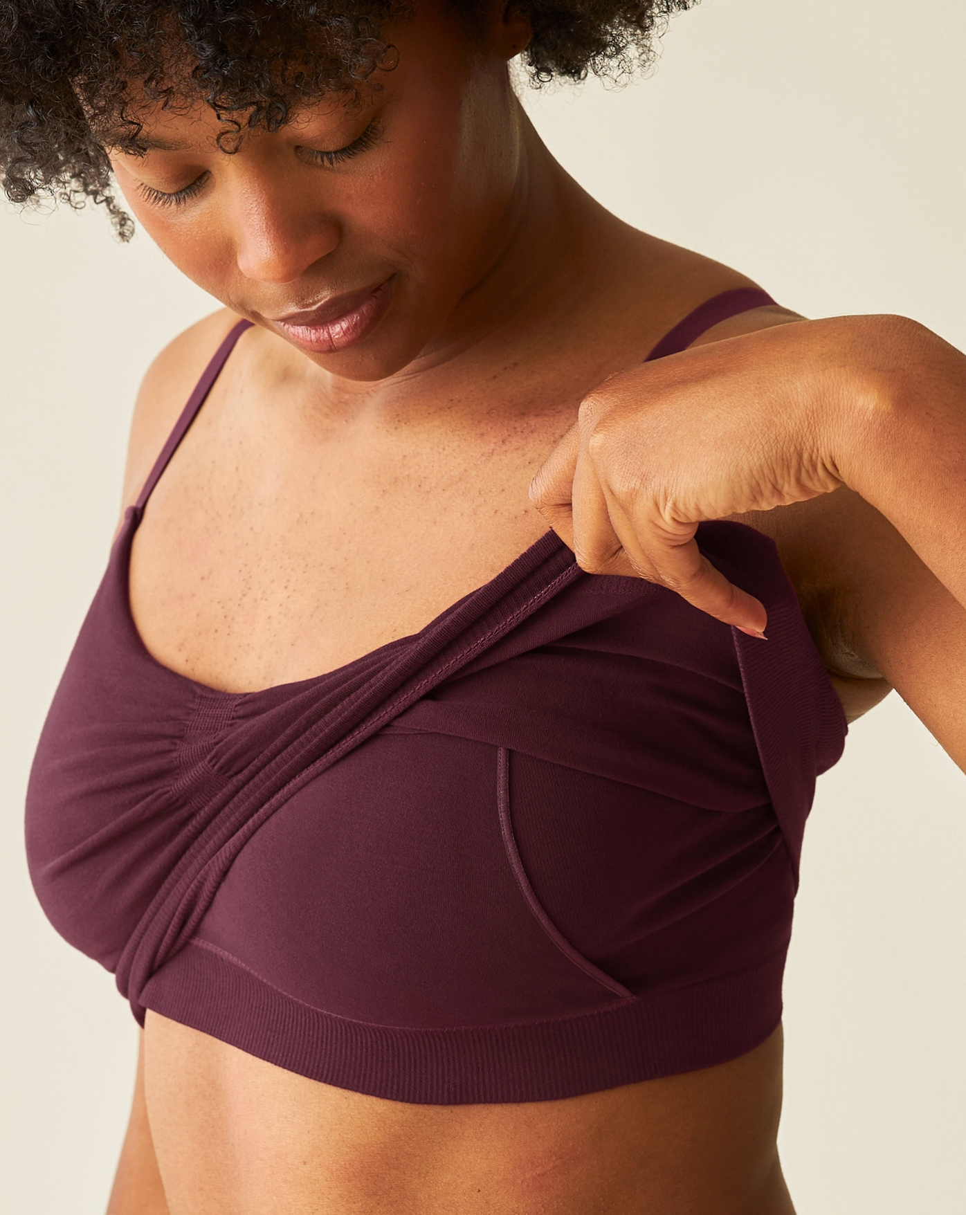 Sublime Bamboo Hands-Free Pumping Lounge & Sleep Bra - Deep Burgundy