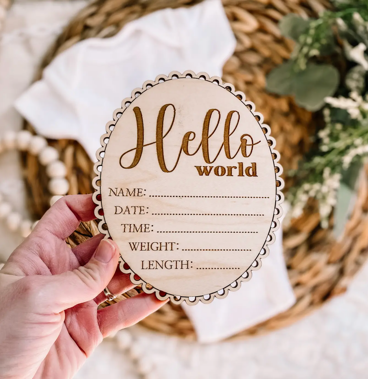 Hello World Scalloped Birth Disk