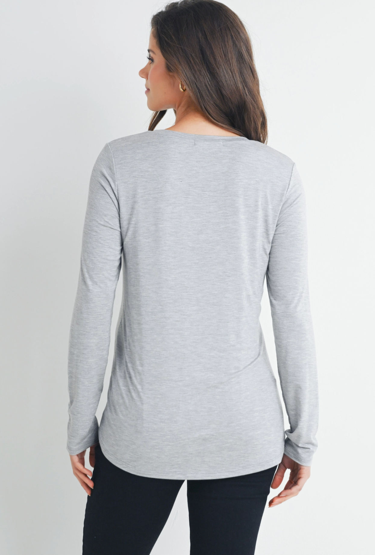 Heather Grey Scoop Neck Maternity & Nursing Top