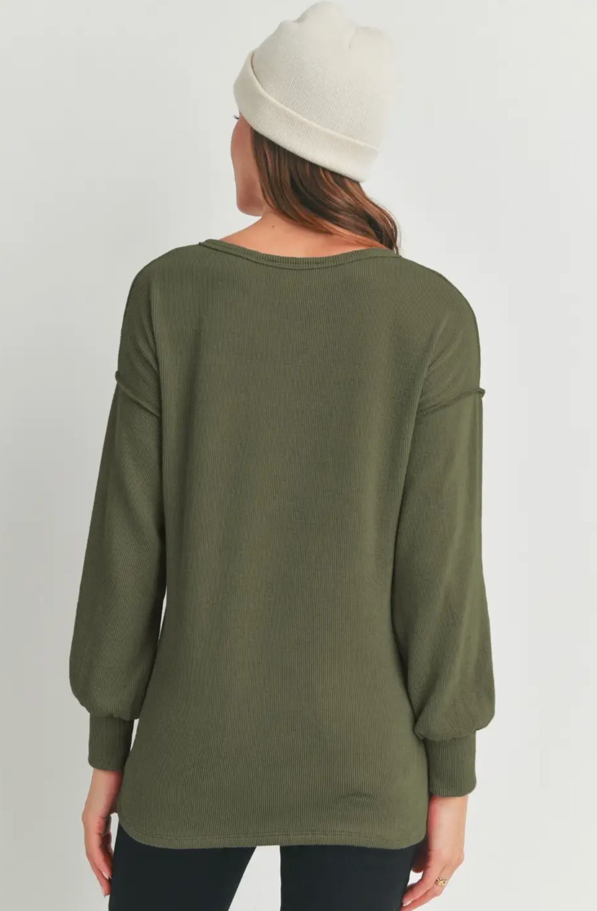 Olive Rib Knit Maternity Top