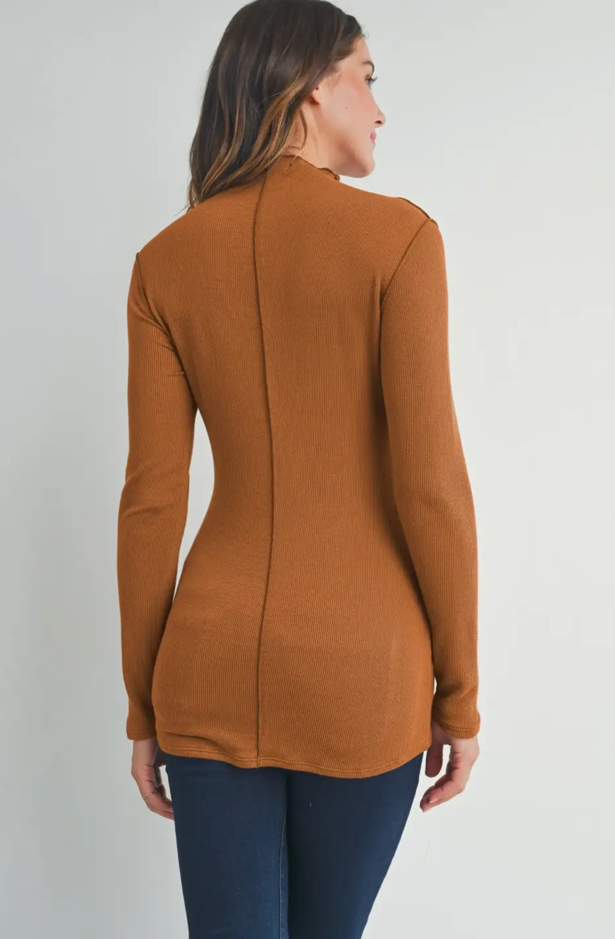 Brick Mock Neck Long Sleeve Top