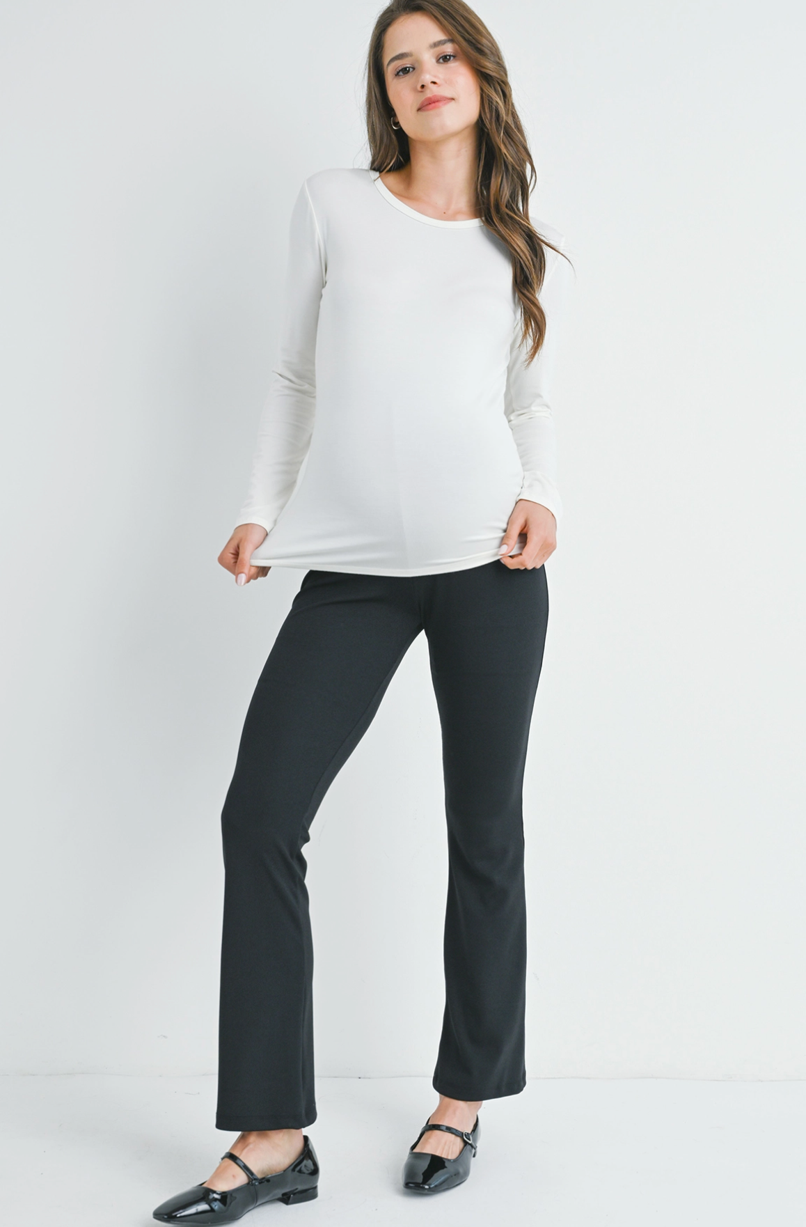 Black High Rise Maternity Flare Pant