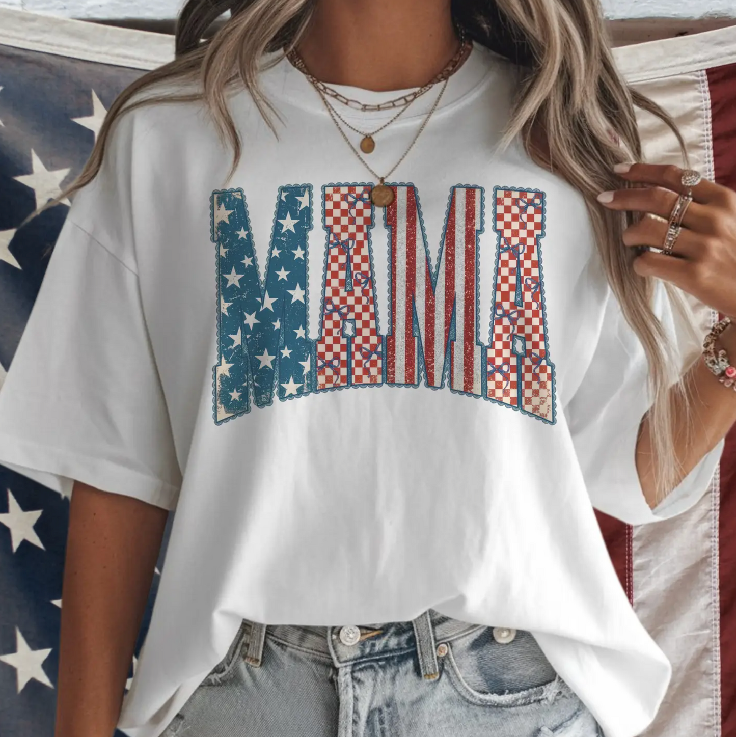 USA Mama White Tee