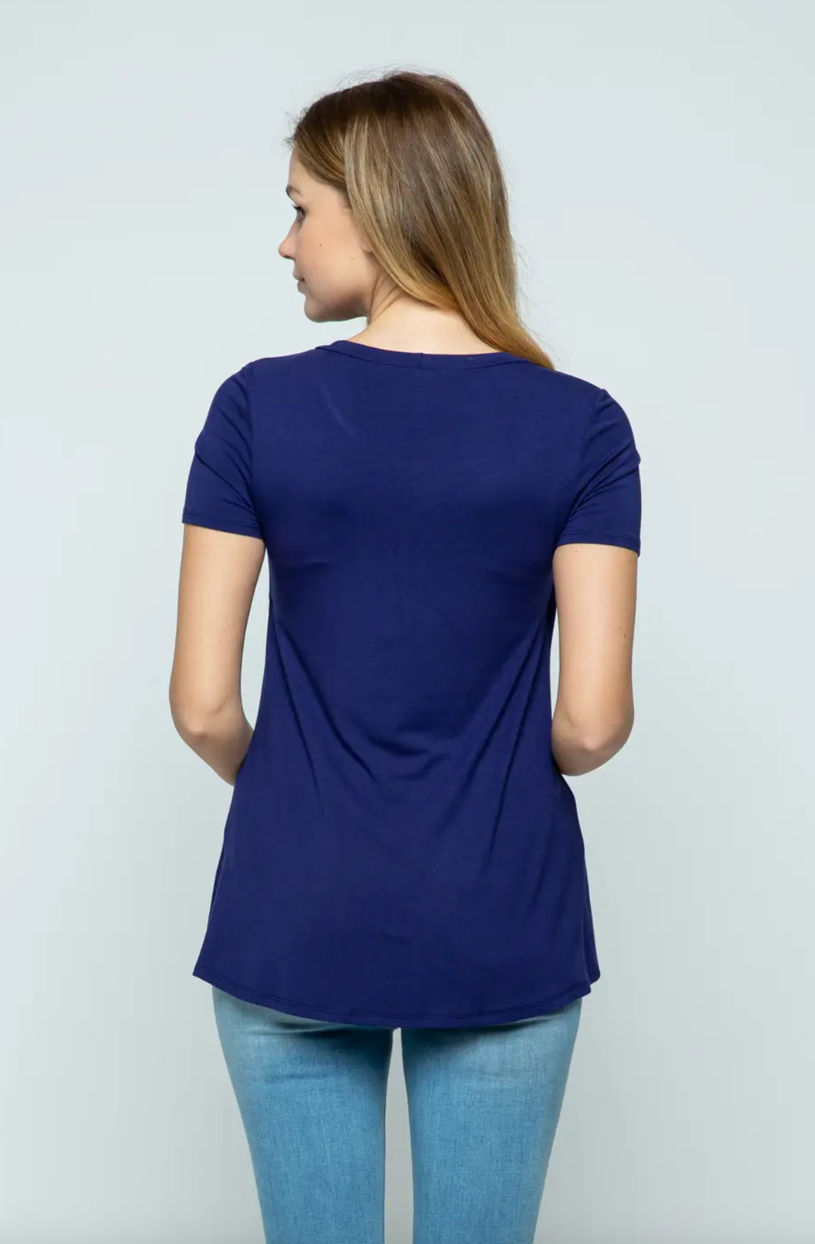Navy Tulip Hem Maternity & Nursing Tee