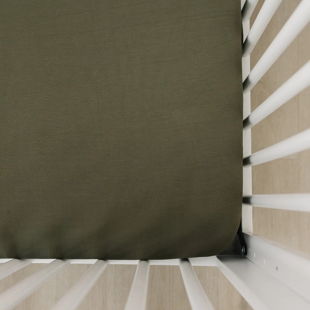 Olive Stretchy Crib Sheet