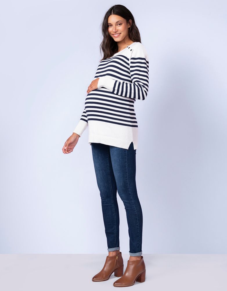 Elvira Navy Stripe Maternity & Nursing Sweater