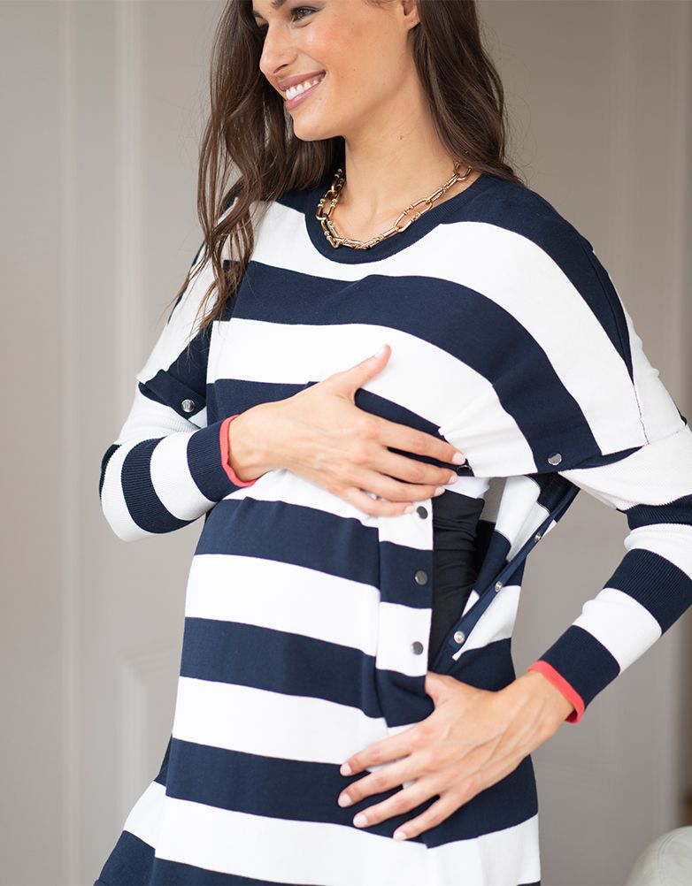 Ezra Navy Stripe Tunic Sweater