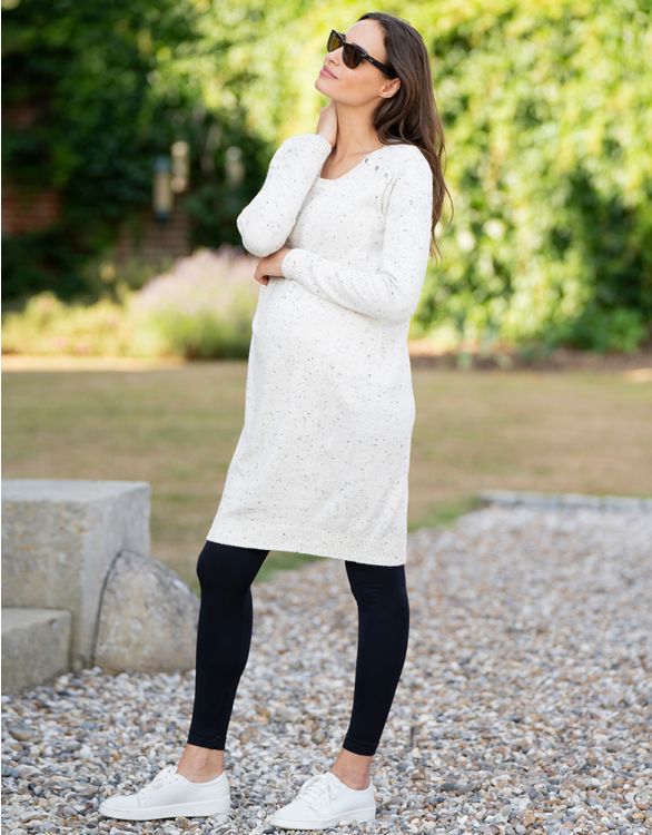 Cream Knit Maternity & Nursing Dress