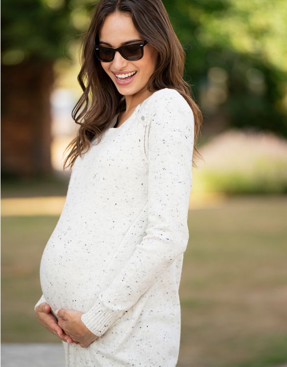 Cream Knit Maternity & Nursing Dress